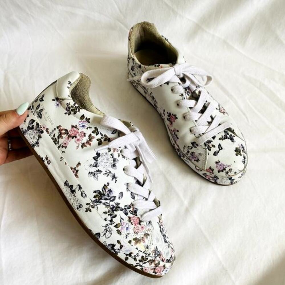 Rag & Bone 38.5 white floral sneakers‎